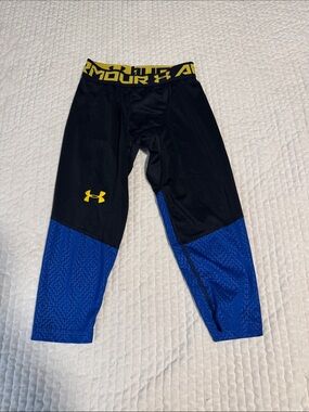 Under Armour Black, Blue & Yellow Boys' Athletic Leggings